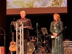 Mayor of Guildford, Cllr Sallie Barker MBE and Chair of Guildford Philanthropy, Peter Cluff, welcome guests at Mistletoe Ball.